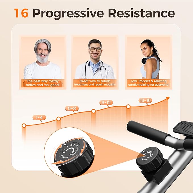 YOSUDA Recumbent Exercise Bike for Home，Magnetic Staionary Bike for Seniors/Adults with Adjustable Seat, 350LB Capacity, 16-level Resistance, LCD Monitor & Pulse Sensors-GravixFit