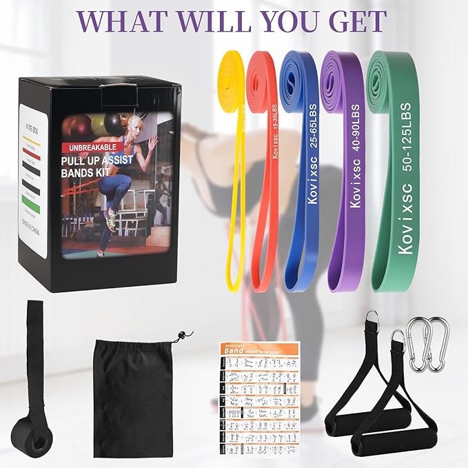 Resistance Bands for Working Out, Pull Up Assistance Bands, Exercise Workout Bands for Men & Women, Gym Bands with Door Anchor & Handle, Stretching Bands for Physical Therapy, Muscle Training-GravixFit