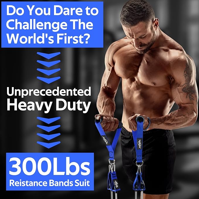 WALITO Resistance Bands Set - Exercise Bands with Handles, Door Anchor, Legs Ankle Straps, for Heavy Resistance Training, Physical Therapy, Muscle Training, Yoga, Home Workouts-GravixFit