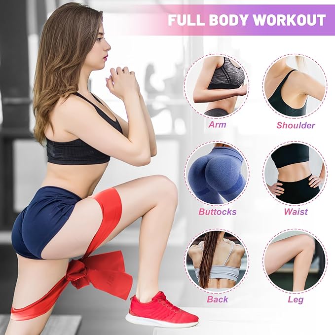 5 Pcs Resistance Bands, Professional Exercise Bands Elastic Stretch Bands for Fitness Yoga Pilates Stretching Strength Training, Workout Bands for Women and Men Home Gym-GravixFit