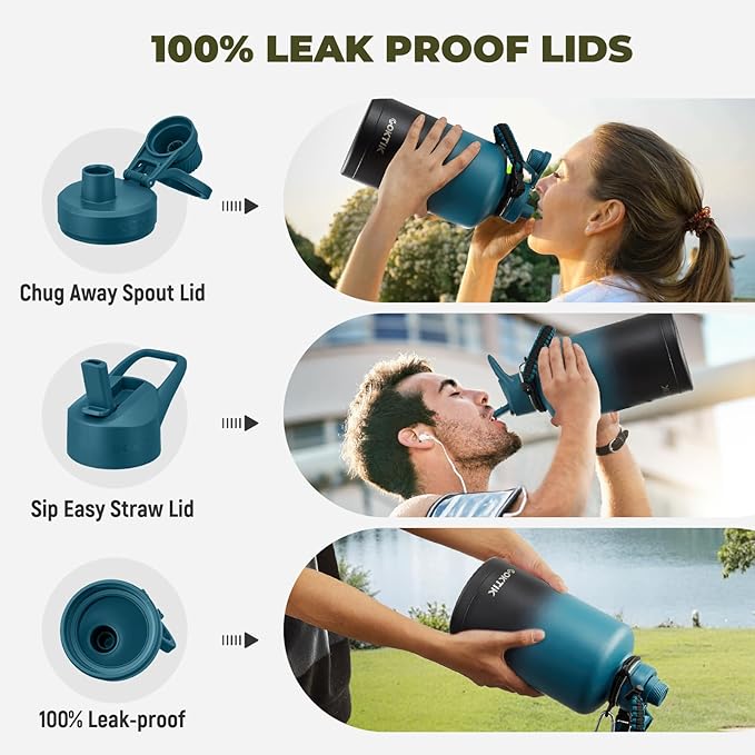 84oz Water Bottle with Straw - Triple Insulated Flask, 48hr Cold Retention Large Water Bottle, Leakproof Water Jug for Gym, Hiking, Camping, Outdoor Sports(2 pack,Mix Color)-GravixFit