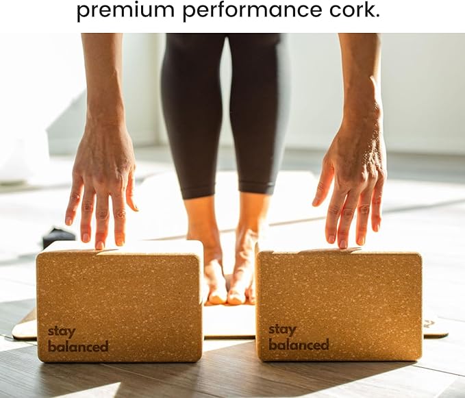 Premium Cork Yoga Blocks - Extra Large Yoga Block 2-Pack or Extra Tall 1-Pack for Inflexible Yogis | Natural, High-Density Cork for Superior Support & Stability | Optional Yoga Strap & Gift Box-GravixFit