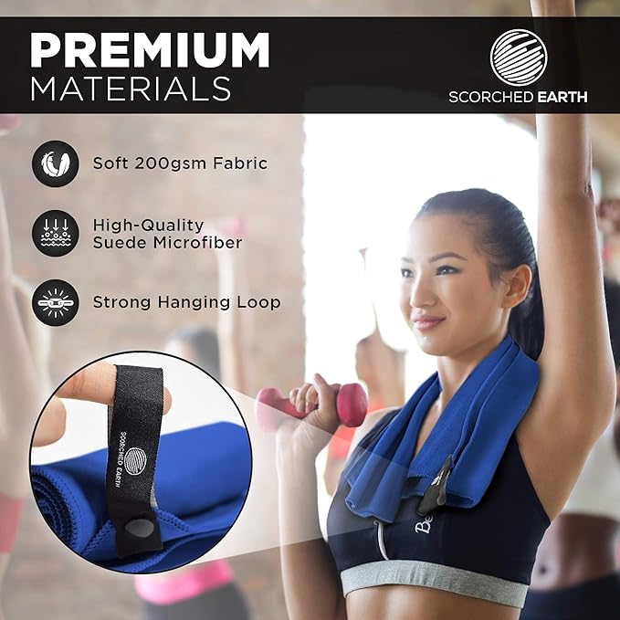 ScorchedEarth Microfiber Travel & Sports Towel Set (Royal Blue) - XL Set (39x70.5 & 12x24)-GravixFit