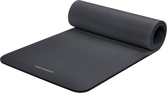 Retrospec Solana Yoga Mat 1/2" Thick w/Nylon Strap for Men & Women - Non Slip Exercise Mat for Yoga, Pilates, Stretching, Floor & Fitness Workouts-GravixFit