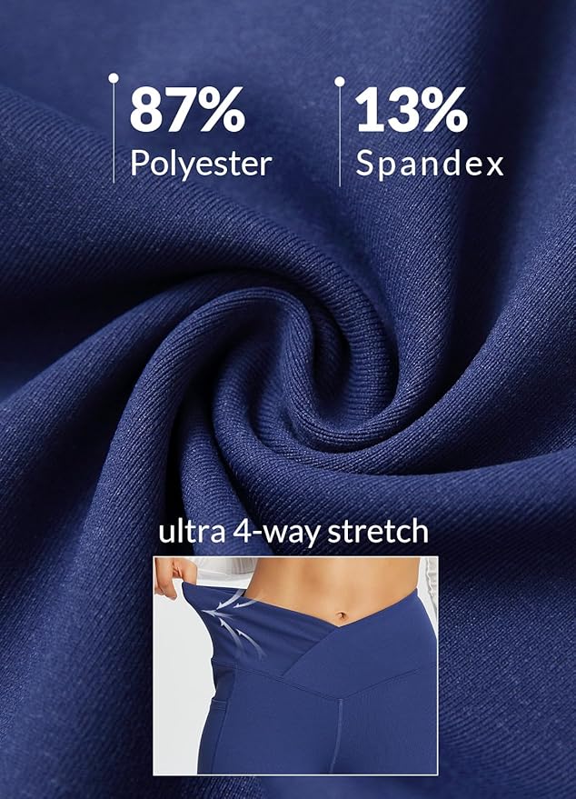 baleaf Women's V Crossover Flare Leggings with Pockets Yoga Pants High Waist Casual Workout Gym Bell Bottom Leggings-GravixFit