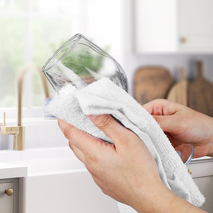 Avalon Towels Terry Bar Mop Towels (Value Pack of 36) Size 14"x17" – Absorbent and Durable, Multipurpose Cleaning Rags, Cotton Cleaning Cloths, Terry Cloth Rags, Reusable Shop Rag (White)-GravixFit