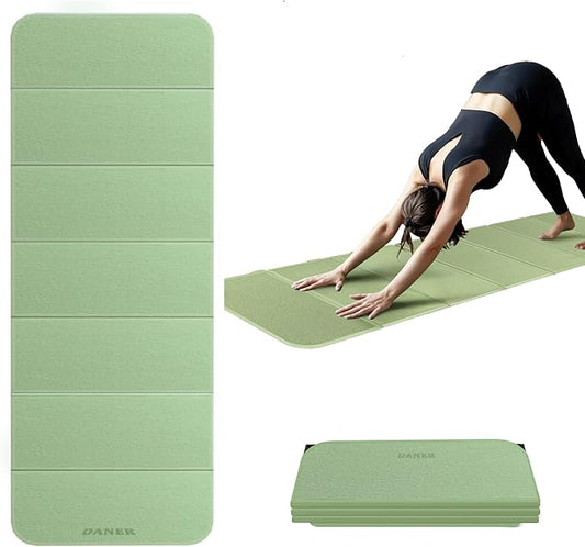 Foldable Yoga Mat 12mm Extra Thick Joint Protection,Portable Design for Travel/Pilates/Board/Camping,Environmental Sports Mat Non-Slip Gym Mat,Odorless POE Material-GravixFit