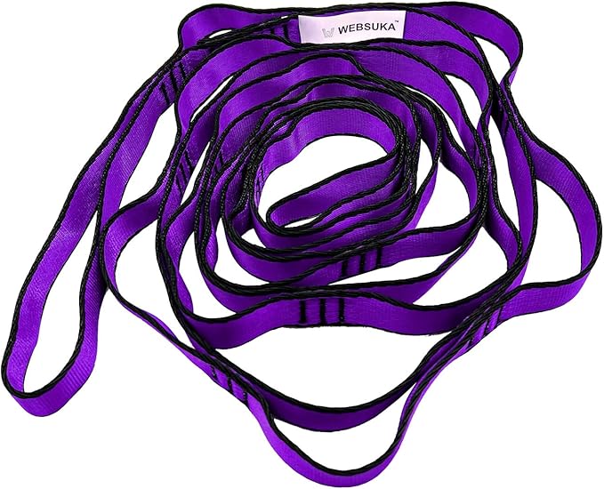 Aerial Yoga Hammock Daisy Chains Strap, Strong 22kN Adjustable with 10 Loops, No Stretch, Climbing Strap Nylon Chain Sling for Aerial Yoga,Swing, Hammock, Suspension, Exercise-GravixFit
