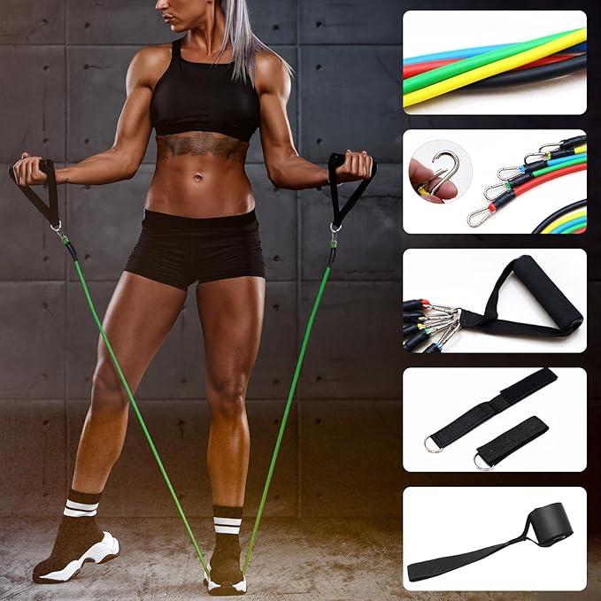 Resistance Bands, Resistance Band Set, Strength Training Fitness Bands, Exercise Bands for Men and Women, Resistance Bands with Handles, Door Anchor, for Shape Body and Home Workouts-GravixFit