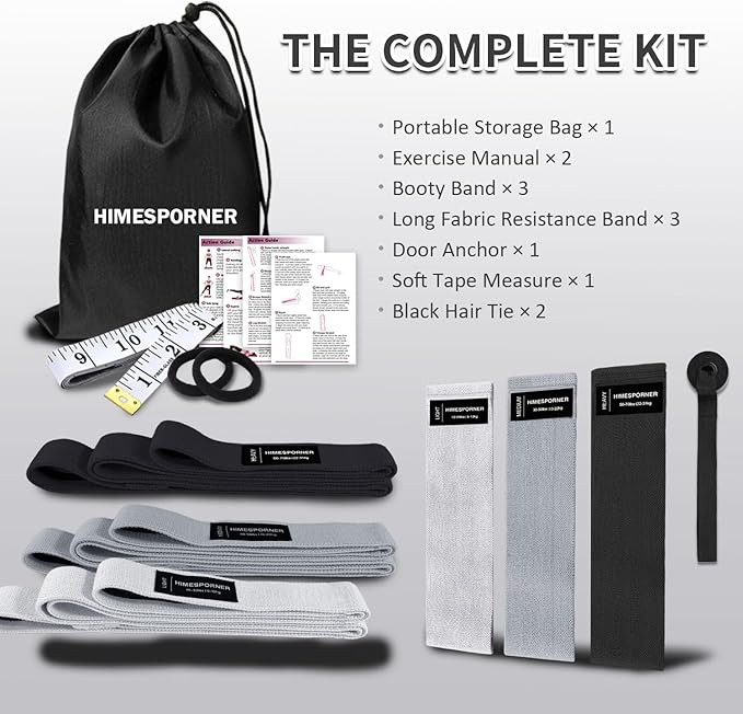 Wide Fabric Resistance Bands Set for Working Out, Non-Slip Exercise Booty Bands for Women & Men Leg and Glutes with Hair Ties and Tape Measure - for Home Gym Workout, Yoga, Pilates-GravixFit