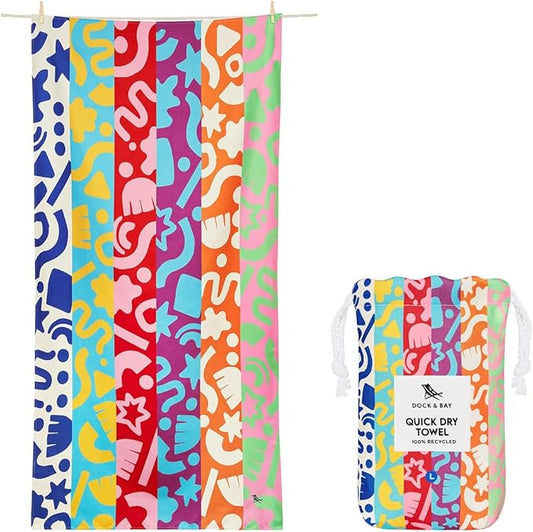 Dock & Bay Beach Towel - Quick Dry, Sand Free - Compact, Lightweight - 100% Recycled - Includes Bag - Power of Positivity - Large (160x90cm, 63x35)-GravixFit