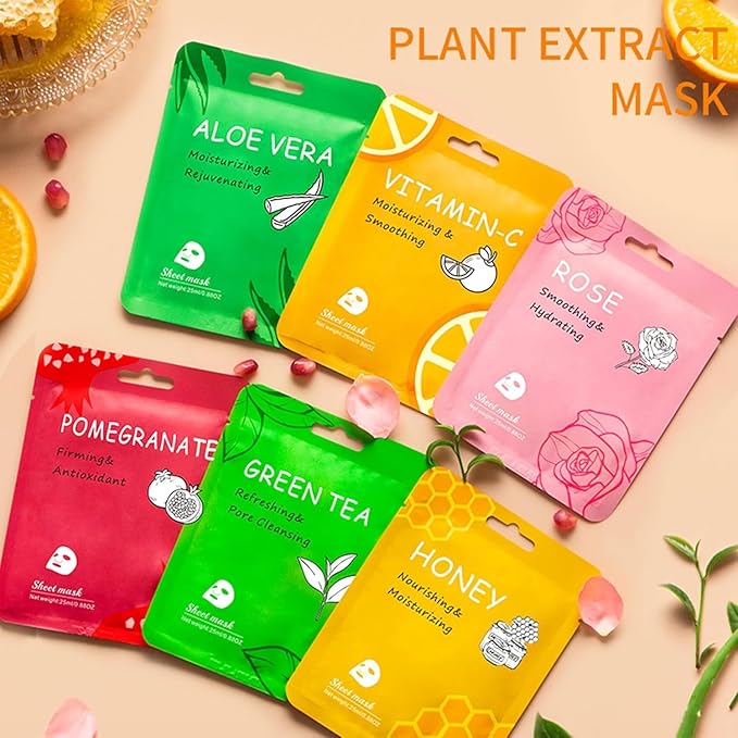 18 Pack Collagen Face Masks Skincare Bulk,Hydrating Spa Face Mask Beauty for Sensitive Skin,Sheet Mask for Skin Care, Facial Mask Sets Birthday Party Gifts for Women/Teen Girls/Kids-GravixFit