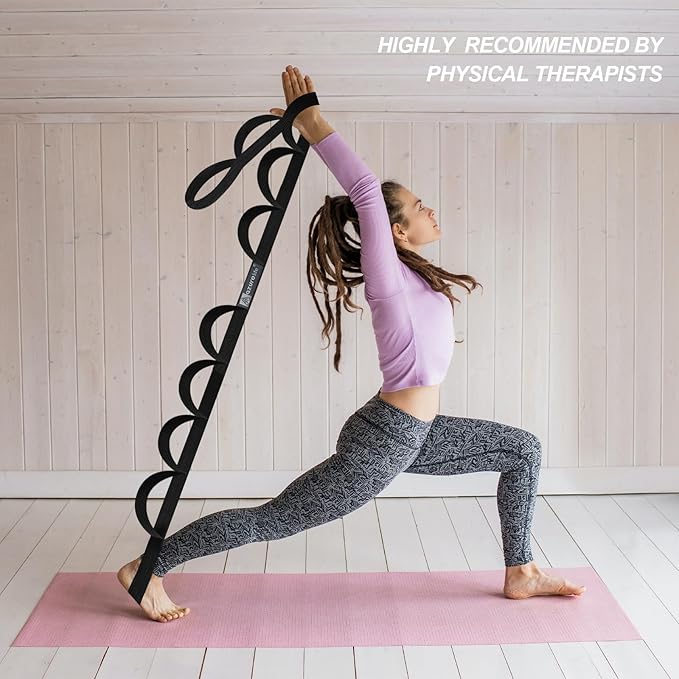 Premium Durable Stretch Straps with Loops, Stretching Strap for Physical Therapy, Multi-Loop Yoga Strap Fitness Exercise Strap for Yoga, Pilates, Dance, Flexibility&Exercise-GravixFit