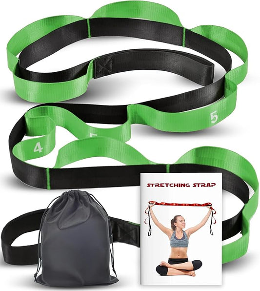 Stretching Strap with 10 Loops-Yoga Strap for Physical Therapy,Home Workout,Pilate & Flexibility Training,Non Elastic Exercise Stretch Band for Hamstring,Leg Stretcher Belt,Flexibility Fascia-GravixFit