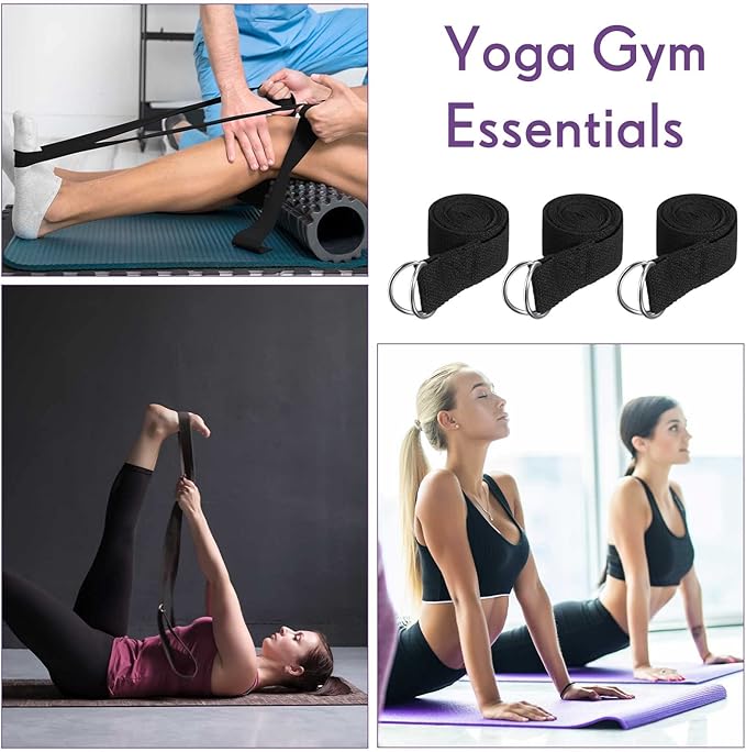 Jerify 10 Pcs Yoga Strap for Stretching Bulk 6ft Exercise Stretch Band with Metal D Ring Adjustable Pilates Non Elastic Yoga Stretch Belt for Women Men Physical Fitness Gym Workout Dance-GravixFit