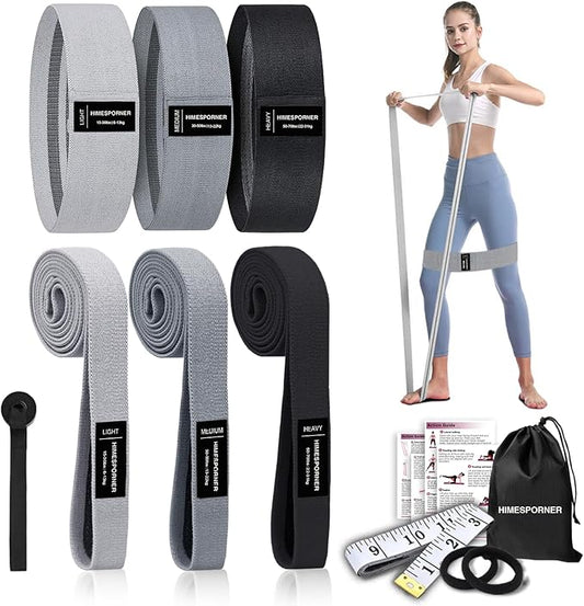 Wide Fabric Resistance Bands Set for Working Out, Non-Slip Exercise Booty Bands for Women & Men Leg and Glutes with Hair Ties and Tape Measure - for Home Gym Workout, Yoga, Pilates-GravixFit