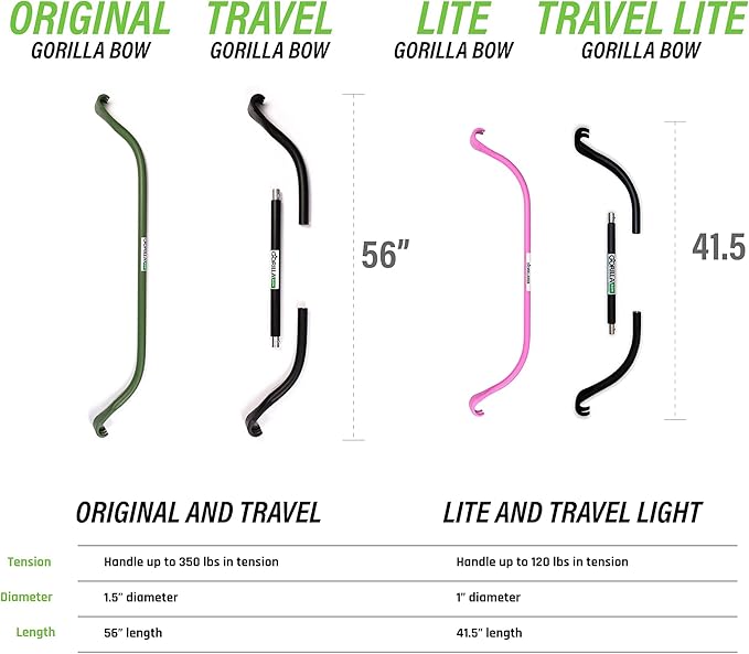 Gorilla Bow Original Portable Home Gym Resistance Bands and Bar System for Travel, Fitness, Weightlifting and Exercise Kit, Full Body Workout Equipment Set-GravixFit