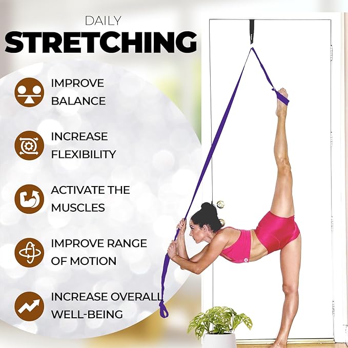 Pilates Stretching Strap with Door Anchor - Flexibility Equipment for Pilates Practitioners - Ideal for Improving Leg Flexibility, Core Stability, and Posture Alignment at Home-GravixFit