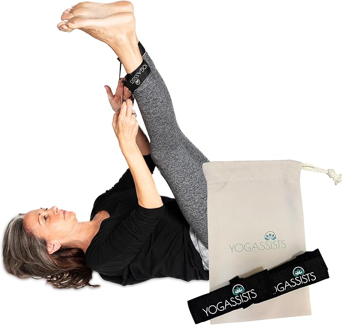 Stretch Straps for Yoga & Stretching - Increase Reach & Hold Poses Longer - Straps Stay w/You During Your Flow - Lightweight, Durable & Compact (2 Straps)-GravixFit