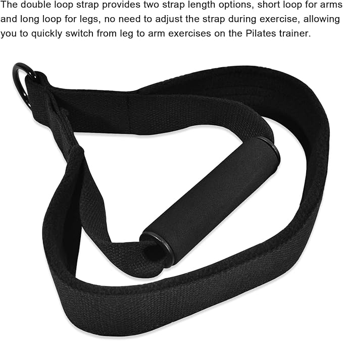 Pilates Double Loop Straps for Reformer, D Ring Straps Handle, Yoga Exercise Straps, 2 PCS-GravixFit