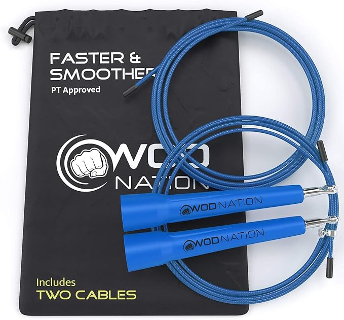 WOD Nation Adjustable Speed Jump Rope For Men, Women & Children - Blazing Fast Fitness Skipping Rope Perfect for Boxing, MMA, Endurance-GravixFit