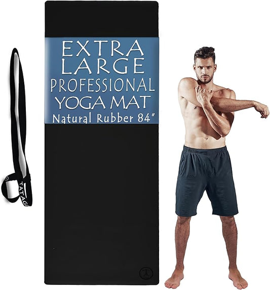 Tatago Hot Yoga Mat Non Slip-Professional Grade Natural Rubber Yoga Mat, Pliates Mat, Stretching Mat or exercise mats for home workout. Nonslip for Hot and Sweaty Classes. Includes Yoga Strap for Carrying and Stretching too.-GravixFit