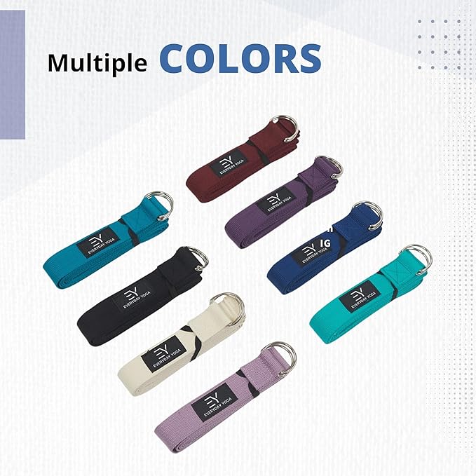 Everyday Yoga Super Strong Strap with Metal D-ring Buckle - Improve Flexibility, Stretching, and Physical Therapy Fitness.-GravixFit