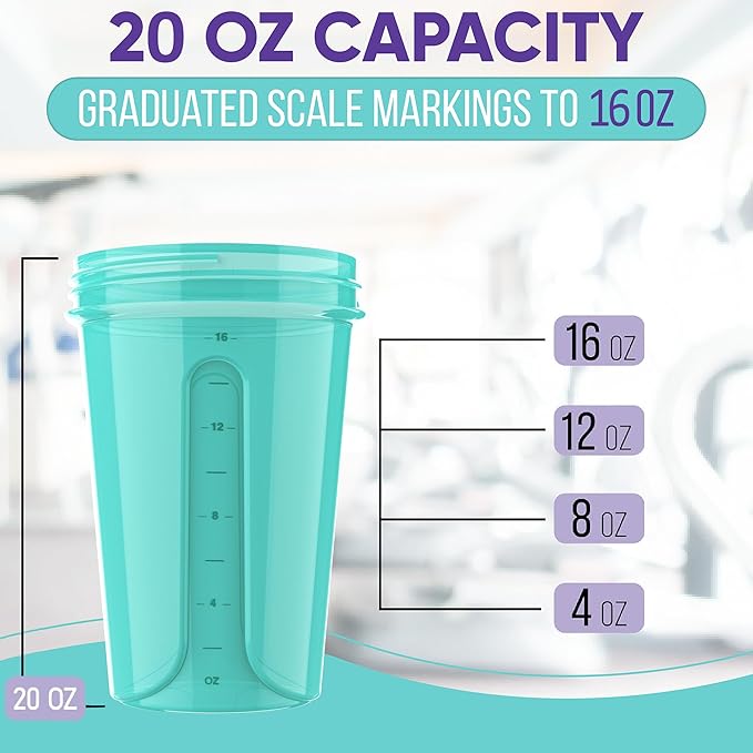 '-2 Pack- 20 oz Protein Shaker Bottles for Protein Mixes - 2x Wire Whisk | Leak Proof Shaker Cups for Protein Shakes and Pre Workout | Protein Shaker Bottle Pack-GravixFit