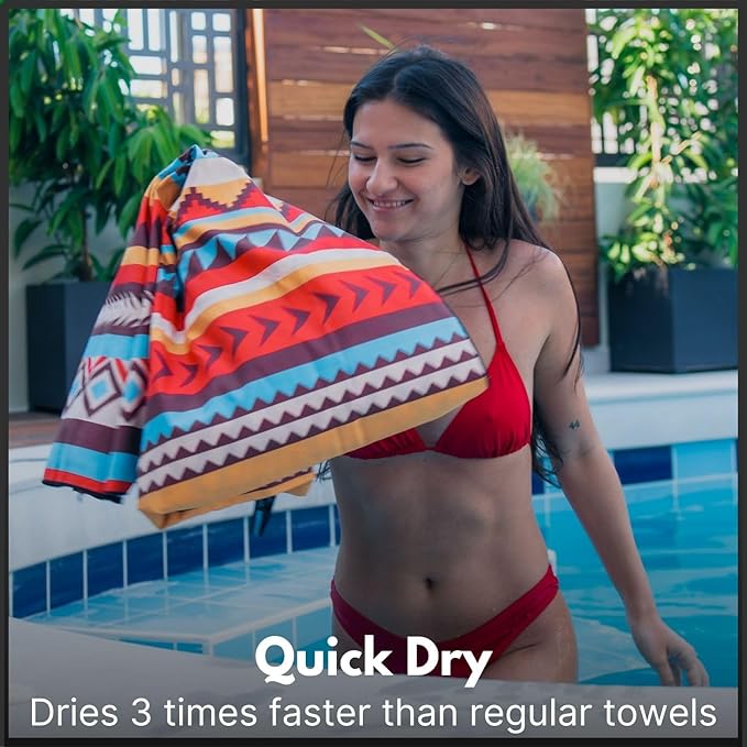 ECCOSOPHY Microfiber Beach Towel - Sand Free Towels are Quick Dry, Light Weight, Super Absorbent - Perfect Pool, Travel, Cruise, Camping Essentials - Oversized Extra Large for Adults 71x35 in-GravixFit