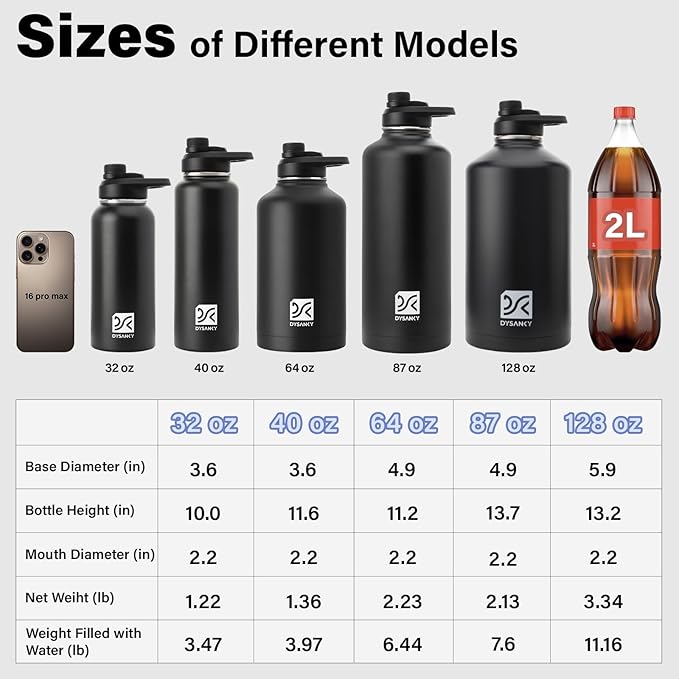 1 Gallon Water Bottle Insulated | Thickened Stainless Steel Vacuum Metal Water Jug | Portable Sports Large for Gym and Hiking with Straw, Carrier Bag, Handle Strap | BPA-Free 128 oz-GravixFit