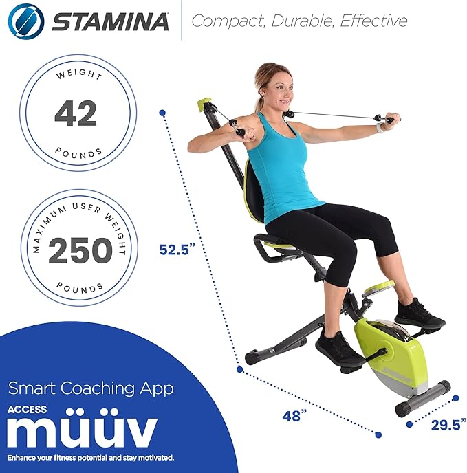 Stamina Wonder Exercise Bike | Build Upper and Lower Body Strength on One Machine | Includes Two Online Workout Videos, Chartreuse and Gray