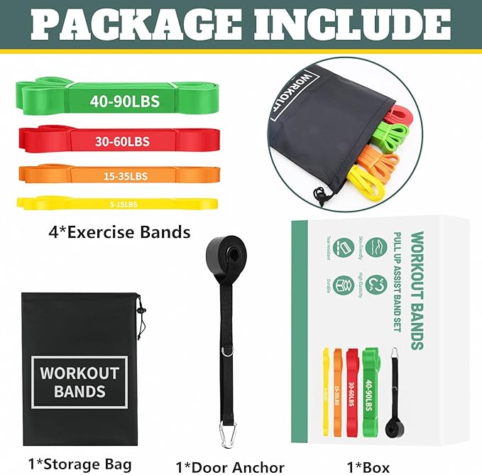 Exercise Bands Resistance Bands for Working Out,Pull Up Bands Set,at Home Workout Equipment,Workout Bands for Men and Women,Stretch Bands for Exercise-GravixFit
