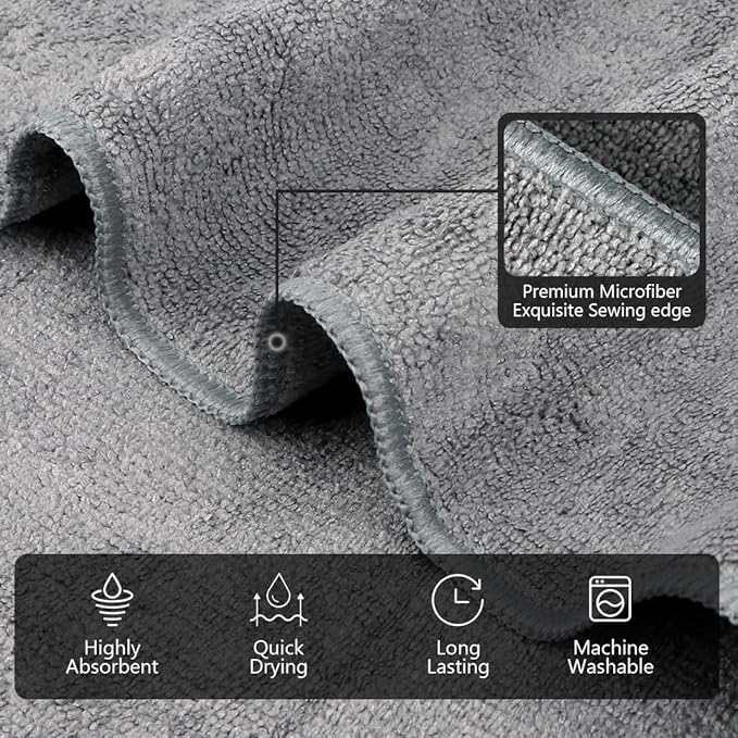 Orighty Gym Towels, Highly Absorbent Sweat Towels, Soft and Quick Drying Gym Towel for Daily Use, Multi-Purpose Towel for Sport, Salon, Spa, Hotel, 16 x 27 Inch, Grey, 3 Pack-GravixFit