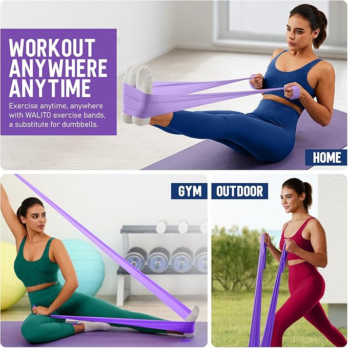 WALITO Resistance Bands for Working Out, Exercise Bands for Women and Men, Workout Bands for Physical Therapy, Stretch, Recovery, Pilates, Rehab, Strength Training and Home Gym-GravixFit