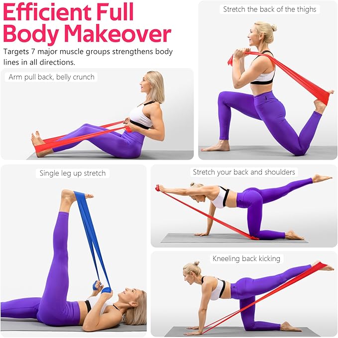 Resistance Bands for Working Out, Exercise Bands for Physical Therapy, Stretch, Recovery, Pilates, Rehab, Strength Training and Yoga Starter Set-GravixFit