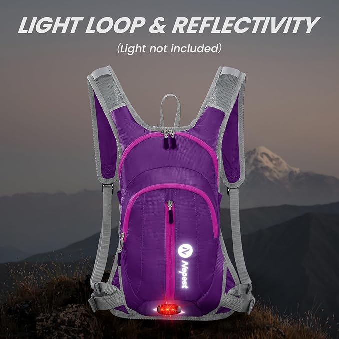Nepest Hydration Pack Backpack for Women & Men, Lightweight Water Backpack with 2L Water Bladder for Hiking Cycling Running Biking