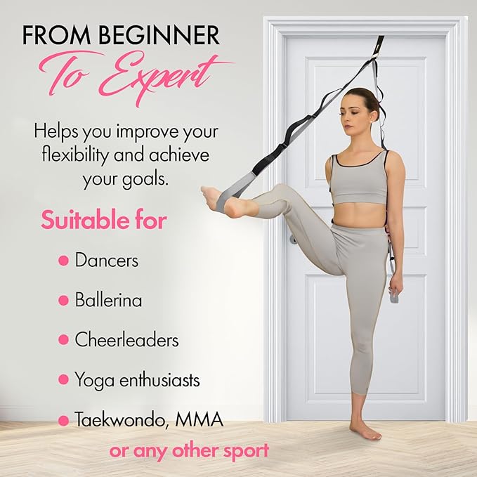 10-Loop Yoga Strap with Door Anchor – Stretch Strap for Flexibility, Deep Stretching, and Improved Balance – Perfect Yoga Accessory for All Fitness Levels-GravixFit