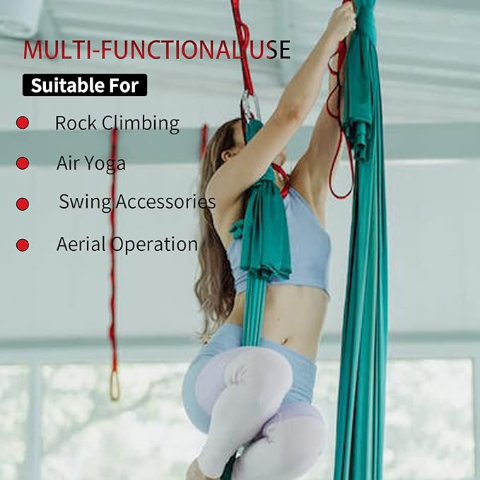 Aerial Yoga Hammock Daisy Chains Strap, Strong 22kN Adjustable with 10 Loops, No Stretch, Climbing Strap Nylon Chain Sling for Aerial Yoga,Swing, Hammock, Suspension, Exercise-GravixFit