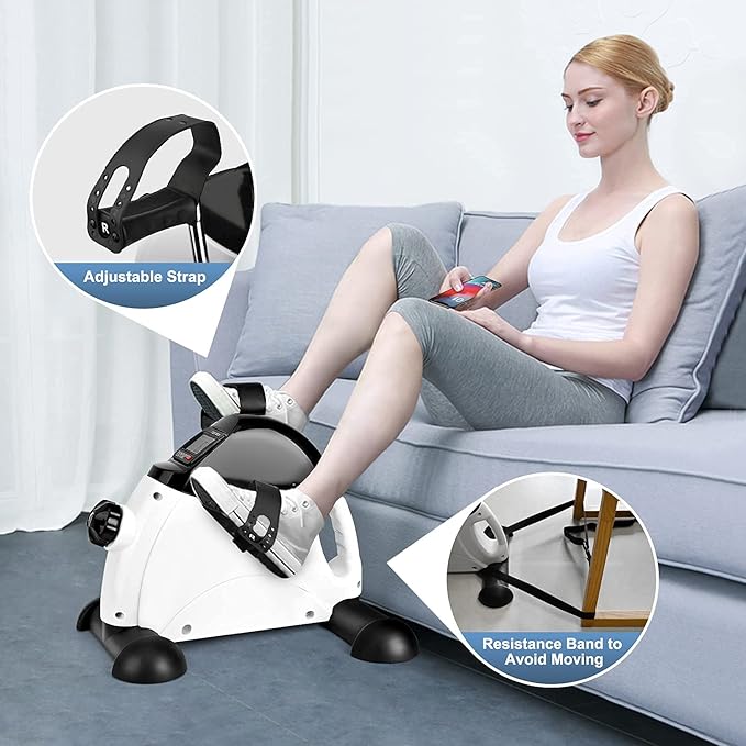 Under Desk Bike Pedal Exerciser Portable Home Exercise Bike Pedal Exerciser Foot Peddler Portable Therapy Bicycle Leg Peddler Portable Mini Cycle Bike for Hands Arm Trainer-GravixFit