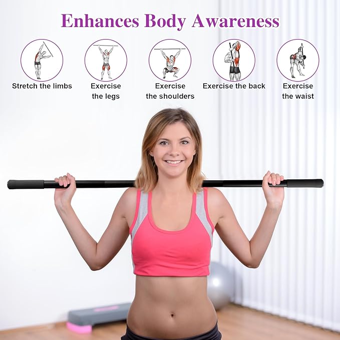 5ft Yoga Stick - Sturdy Steel Adjustable Stretching Stick for Mobility,Flexibility & Balance | Non-Slip Ends & Foam Handles | Exercise Pole for Fitness,Physical Therapy,Posture Correction-GravixFit