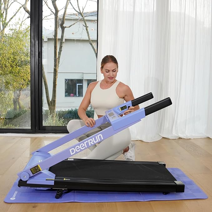 DeerRun Treadmills for Home with Incline and Handles, 3.5 HP Foldable Treadmill 350 LBS Weight Capacity for Small Spaces, Folding Running Machine with Smart APP-GravixFit