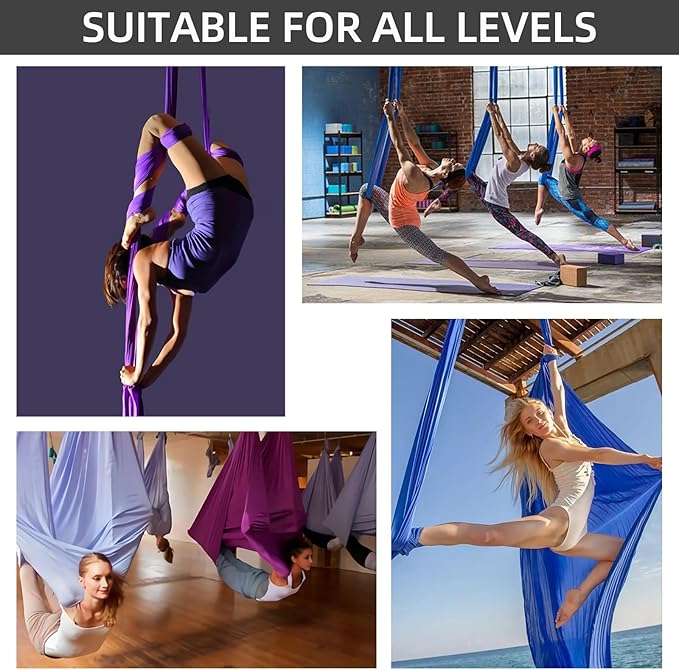 PRIOR FITNESS Aerial Silks Kit Colorful 9/15/20 Yards 40D Nylon Fabric Hammock Set With Hardware & Guide for All Levels Of Aerial Yoga Practice and Acrobatic Flying For Adults Aerial silk-GravixFit