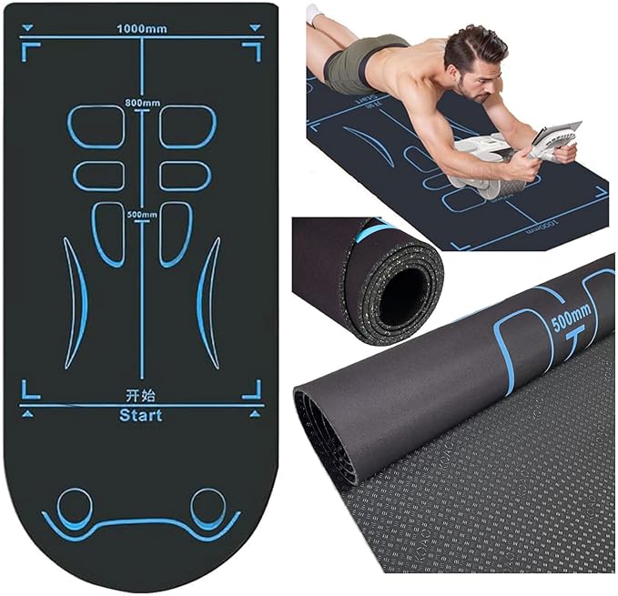 Non-Slip Workout Mat for Ab Roller Wheel, Exercise Mat with Storage Bag, 7mm Extra Thick Exercise Equipment Yoga Floor Mats Home & Gym Sound Insulation Protection Pads-GravixFit