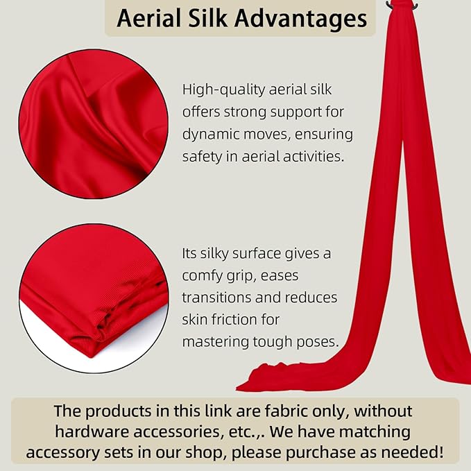15/25 Yards Aerial Silk Professional Indoor Aerial Yoga Hammock Fabric Outdoor Fitness Silk for Dance, Circus Training, Home Gym-GravixFit