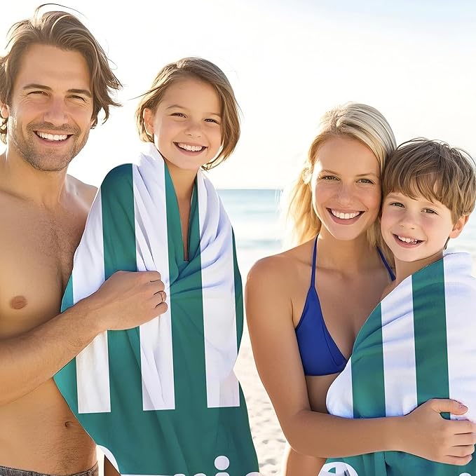 JML Personalized Beach Towel with Name, Custom Cabana Stripe Beach Towel, Customized Microfiber Pool Towel, Quick Dry & Absorbent Swim Towel for Adult,Mother's Day, Birthday, Summer Holiday,Vacation-GravixFit