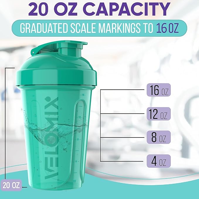 '-6 PACK- 20 OZ Protein Shaker Bottles for Protein Mixes, Shaker Cups for Protein Shakes, Small Shaker Bottle Pack, Shaker Cup, Shakers for protein Shakes (Rose Garden - 6 Pack)-GravixFit