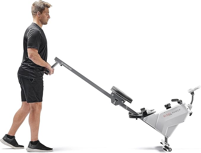 Sunny Health & Fitness Magnetic Rowing Machine for Home Exercise, Quiet & Smooth Rower with Compact Storage and Optional Free SunnyFit App Connectivity