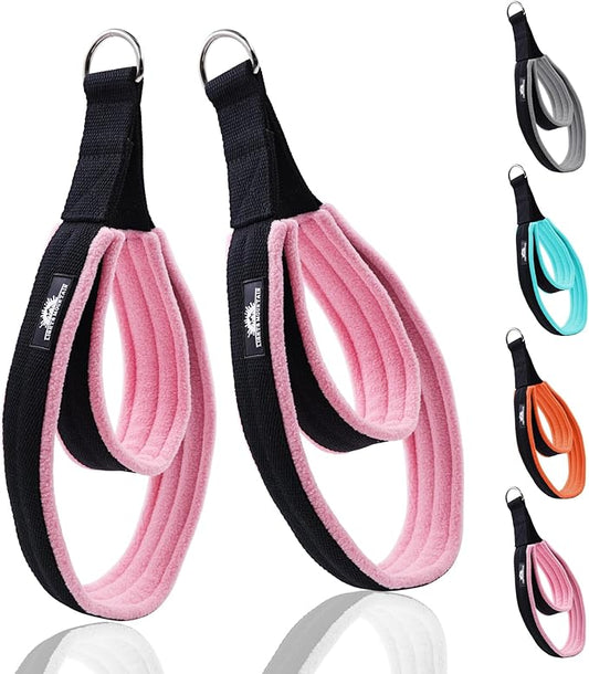 1 Pair Enhanced Pilates Double Loop Straps for Reformer, Thickened D-Ring Handle Straps, Yoga Exercise Accessories in 2 Lengths and Multicolor for Home Gym Workout-GravixFit