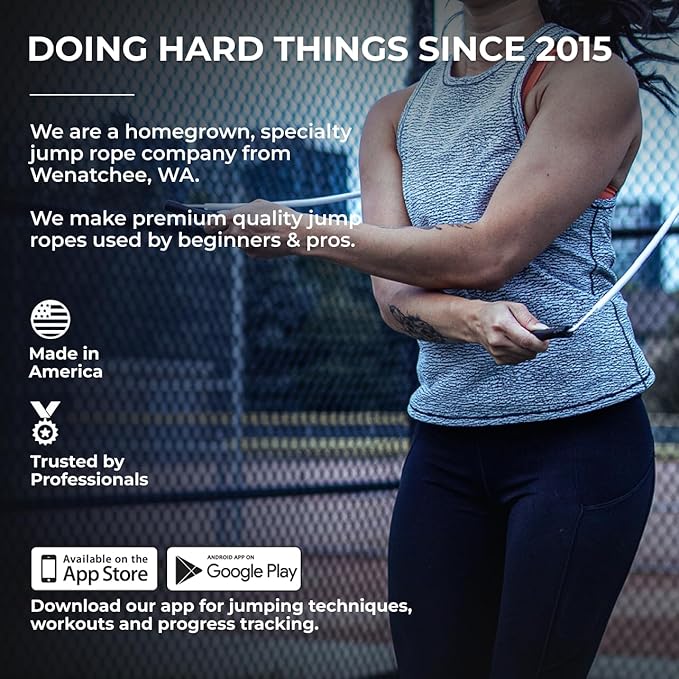 Elite Jumps - Do Hard Things 1” Beaded Jump Ropes - Strong & Durable Materials - Resize & Adjust - Fitness & Cardio Training - Improve Rhythm, Speed, Agility