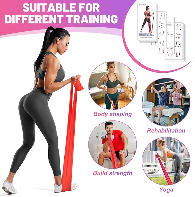 5 Pcs Resistance Bands, Professional Exercise Bands Elastic Stretch Bands for Fitness Yoga Pilates Stretching Strength Training, Workout Bands for Women and Men Home Gym-GravixFit